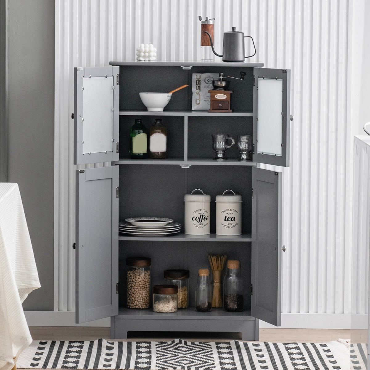 Modern white storage organizer includes labeled parts, complete hardware and illustrated instructions