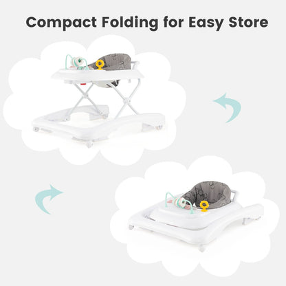 Foldable Baby Walker with Adjustable Height for Boys and Girls-Grey