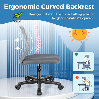 Five universal casters allow smooth movement around desks, study areas, and home offices