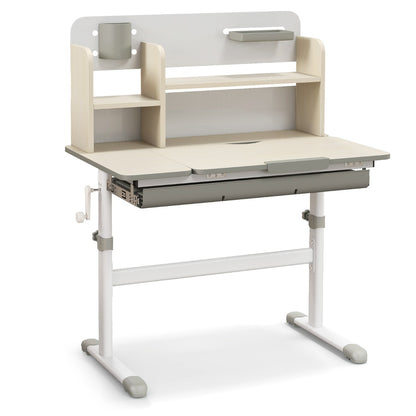 Costway Height Adjustable Children Study Desk with Tilt Desktop for 3-12 Years Old-Grey