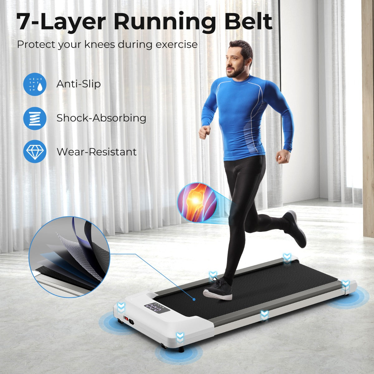 Costway Under Desk Treadmill with Remote Control and LED Display for Home and Office-Grey