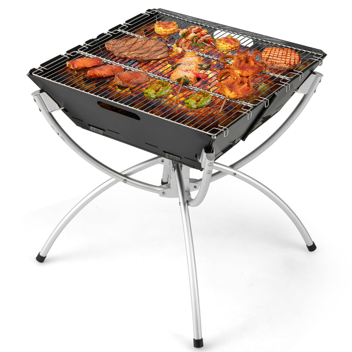 Portable 3-in-1 Fire Pit Grill: Stainless Steel, Collapsible, with Car ...