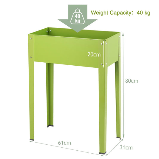 Elevated galvanized steel garden bed provides a comfortable height for growing flowers, herbs, and vegetables
