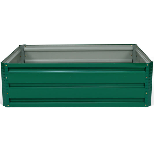 Durable steel planter box resists warping, fading, and rust in outdoor weather conditions