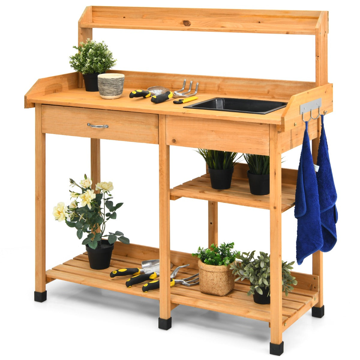 Slatted shelf design helps prevent water buildup and supports a drier storage environment