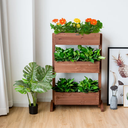 Costway 3-Tier Fir Wood Tiltable Flower Rack with Water-saving Design