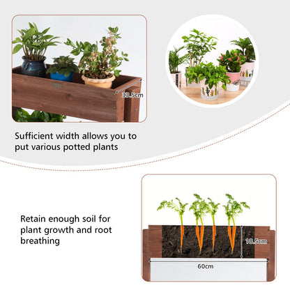 Costway 3-Tier Fir Wood Tiltable Flower Rack with Water-saving Design