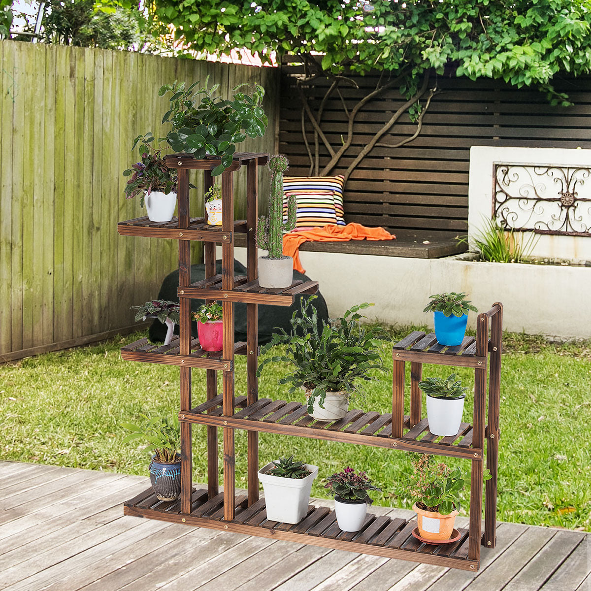 Costway Multifunctional 7-Level Plant Stand for Balcony, Garden, Living Room
