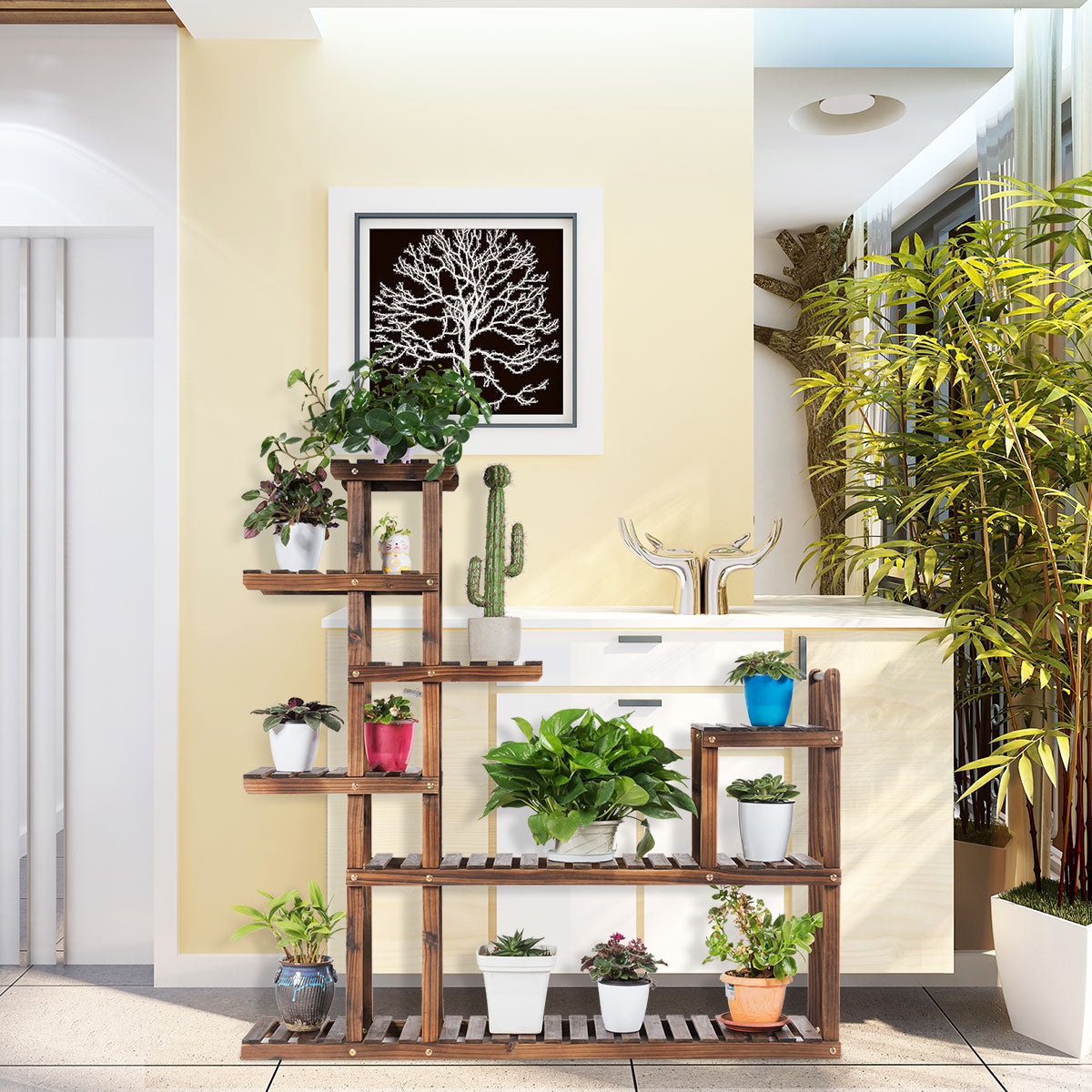 Costway Multifunctional 7-Level Plant Stand for Balcony, Garden, Living Room