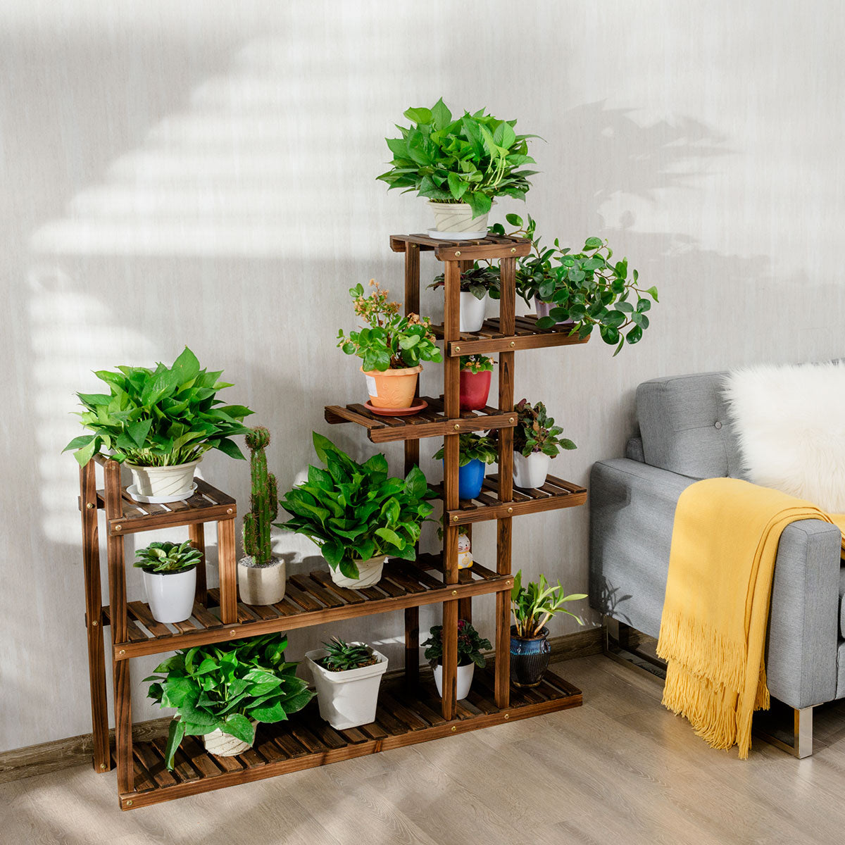 Costway Multifunctional 7-Level Plant Stand for Balcony, Garden, Living Room