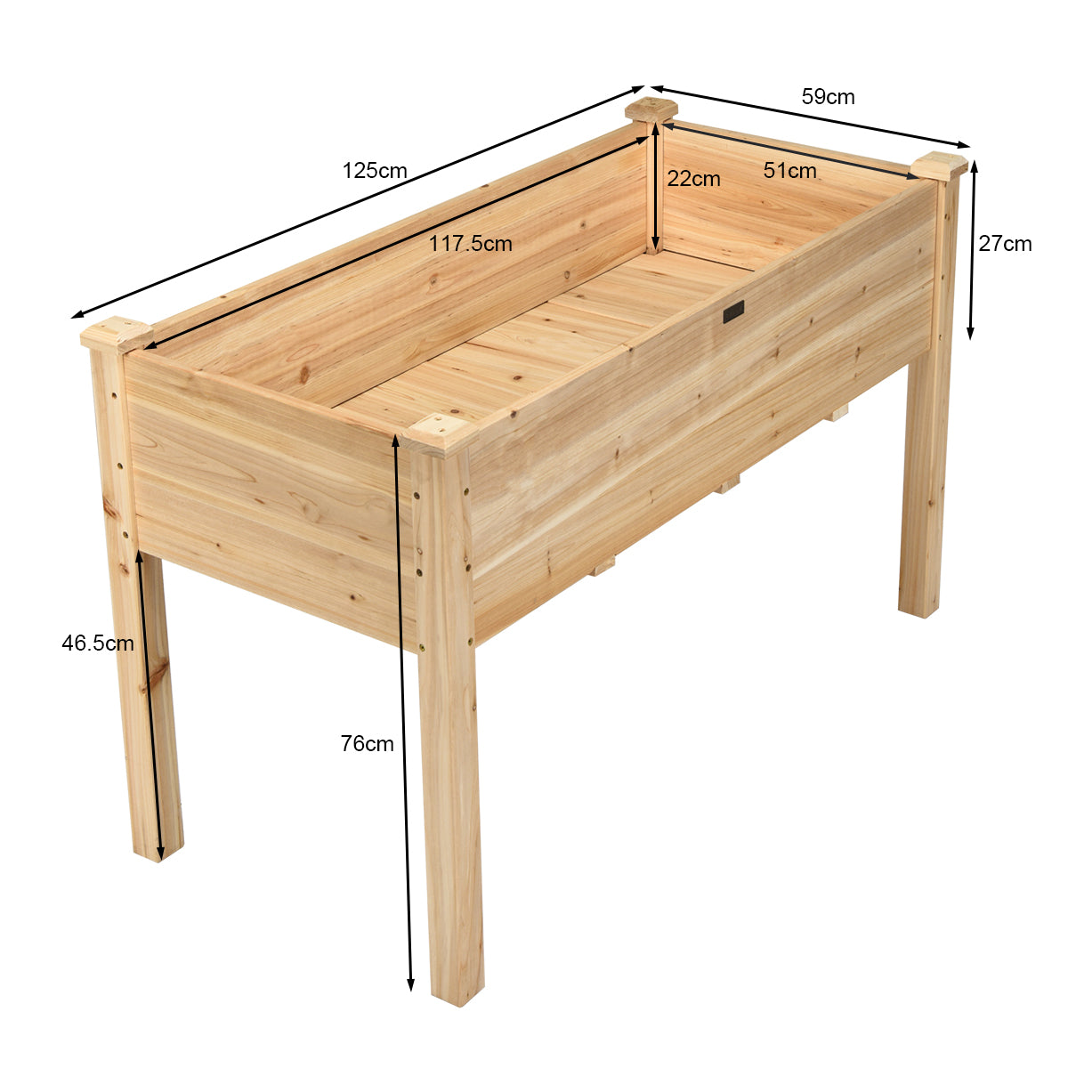 Costway Wooden Planter Box with 100% Fir Wood Frame for Patio Natural