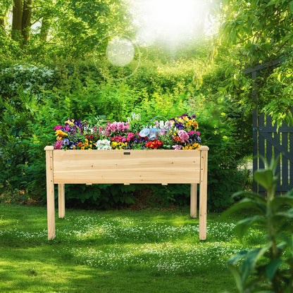 Costway Wooden Planter Box with 100% Fir Wood Frame for Patio Natural