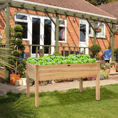 Costway Wooden Planter Box with 100% Fir Wood Frame for Patio Natural
