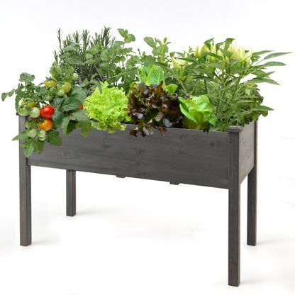 Costway Wooden Planter Box with 100% Fir Wood Frame for Patio Grey