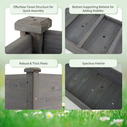 Costway Wooden Planter Box with 100% Fir Wood Frame for Patio Grey