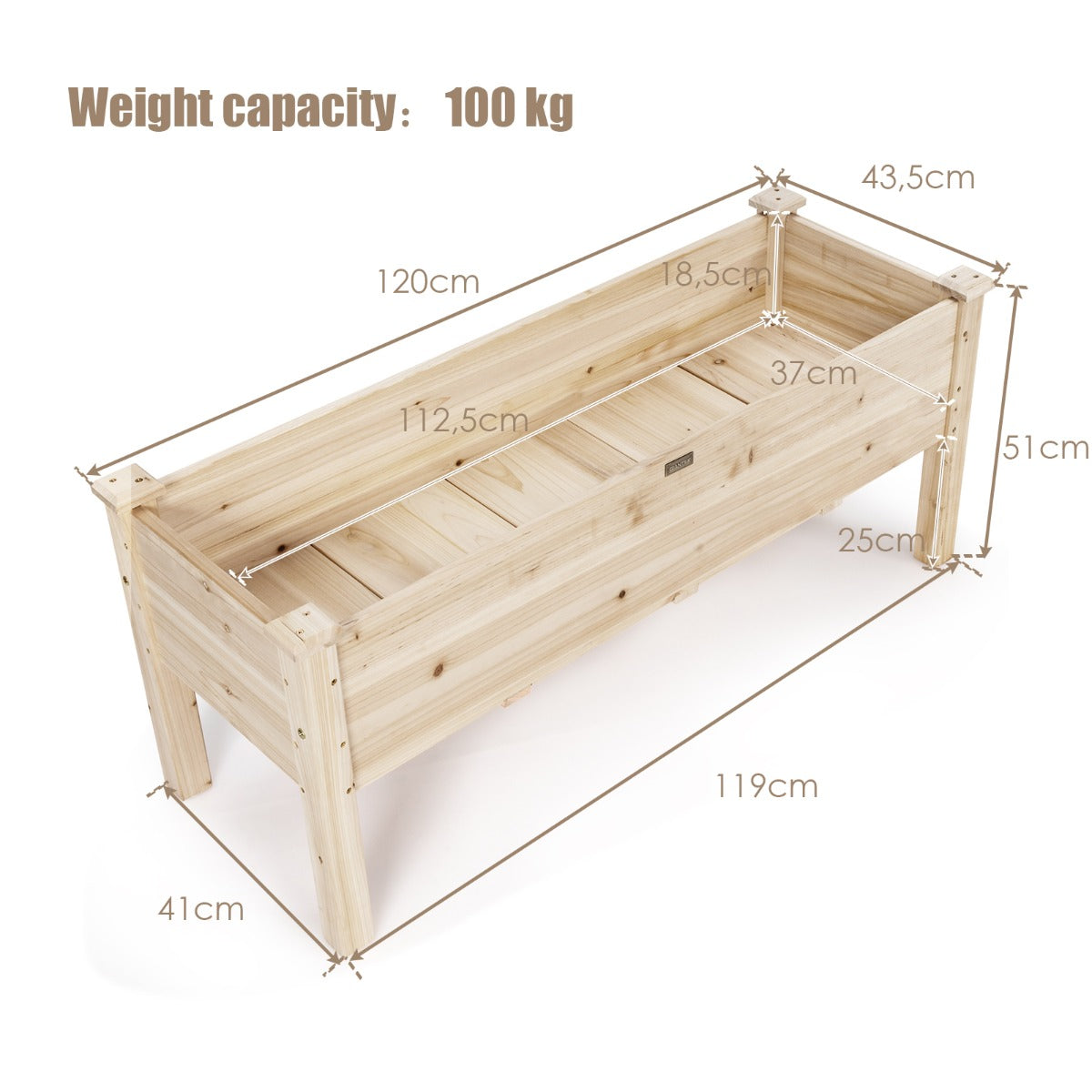 Large Planter Box Stand with 4 Legs for Plants Growing