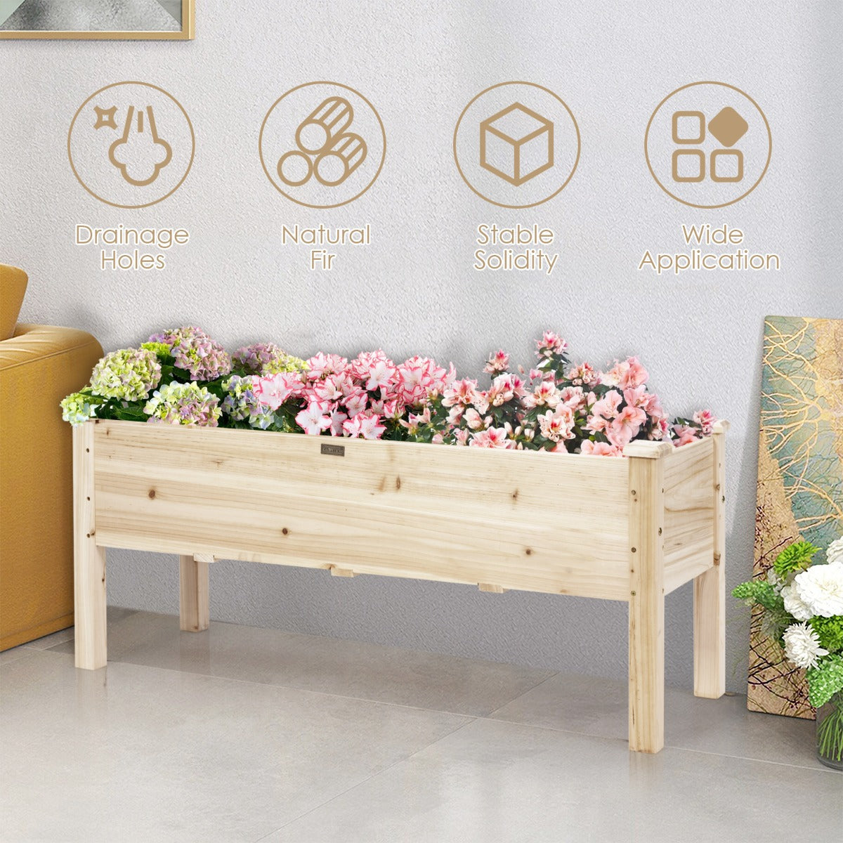 Large Planter Box Stand with 4 Legs for Plants Growing