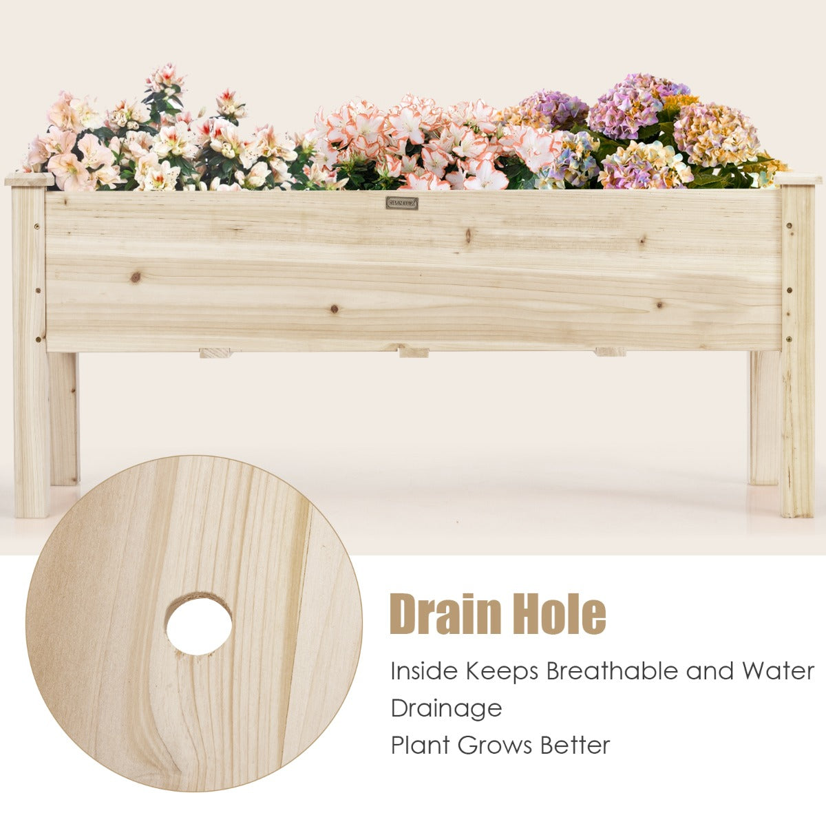 Large Planter Box Stand with 4 Legs for Plants Growing