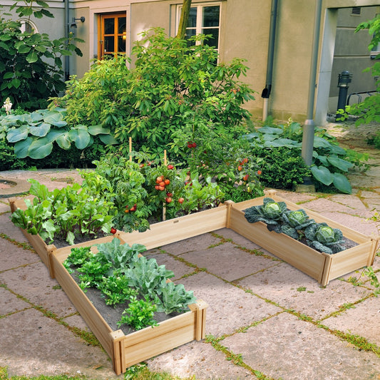 Costway Wooden Garden Bed with Multifunctional Design for Backyard
