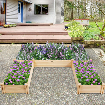 Costway Wooden Garden Bed with Multifunctional Design for Backyard
