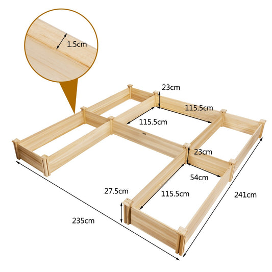 Five-box solid fir wood raised garden bed provides a spacious and flexible area for growing plants