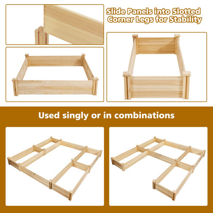 Costway Wooden Garden Bed with Multifunctional Design for Backyard