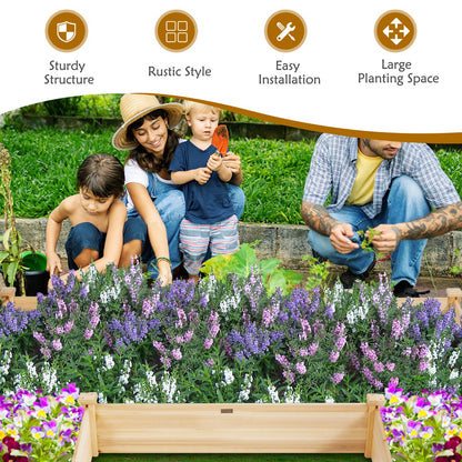 Costway Wooden Garden Bed with Multifunctional Design for Backyard