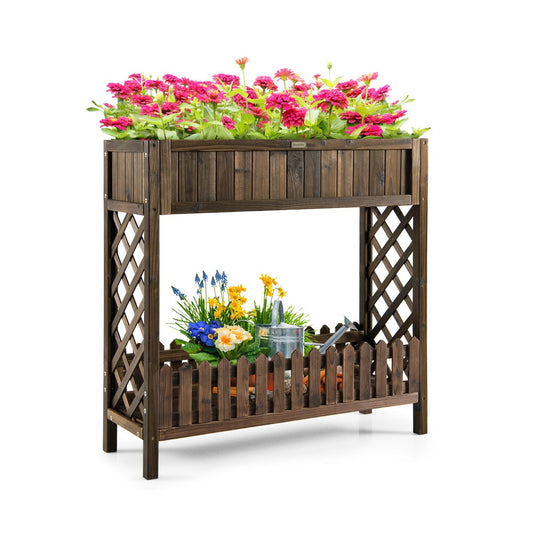 Carbonized solid fir wood planter resists moisture, insects, fire, and deformation for lasting outdoor use
