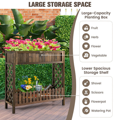 Costway Garden Elevated Planter Box with Storage Shelf for Outdoor