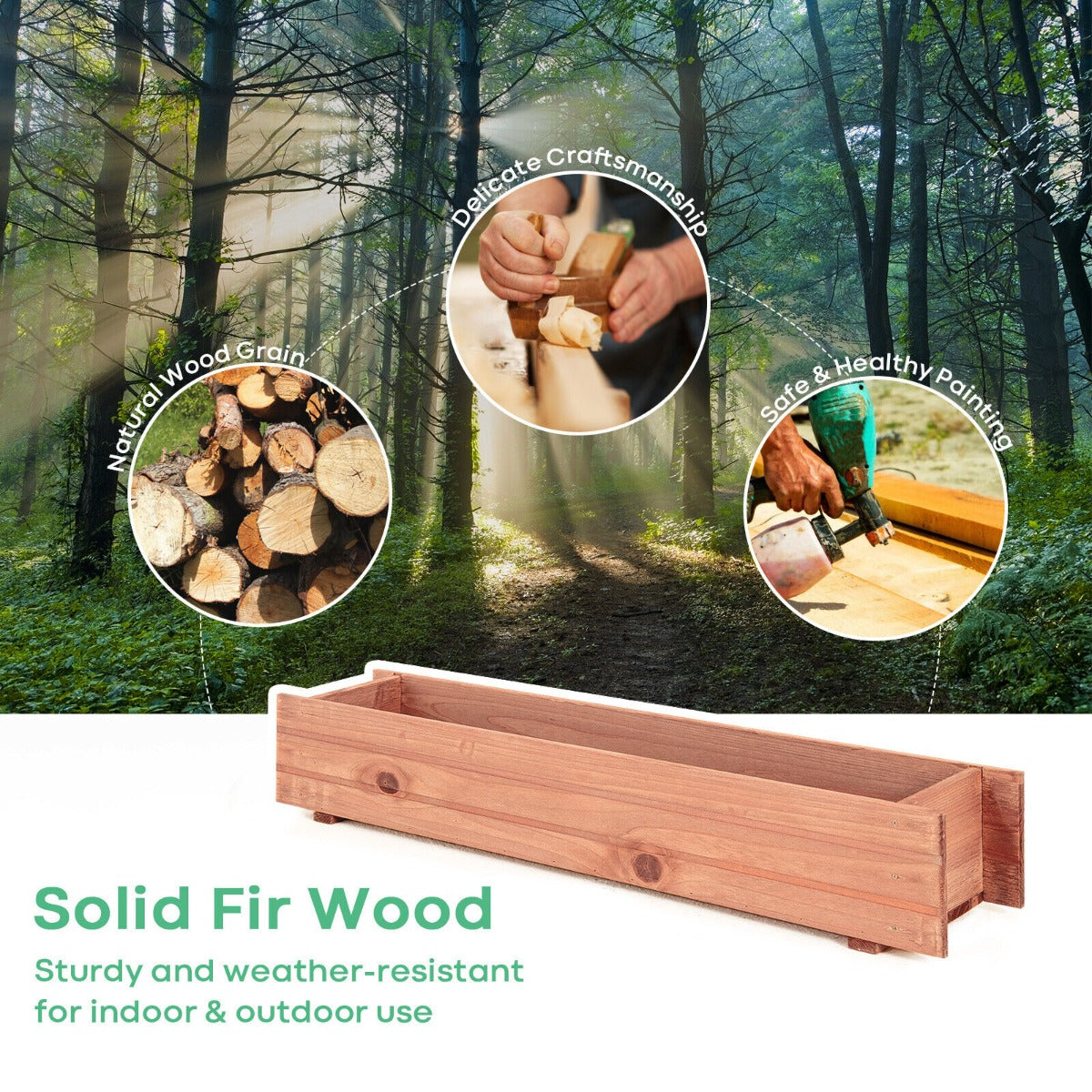 Fir Wood Raised Garden Bed Planter Box for Vegetable Fruits Herb Grow