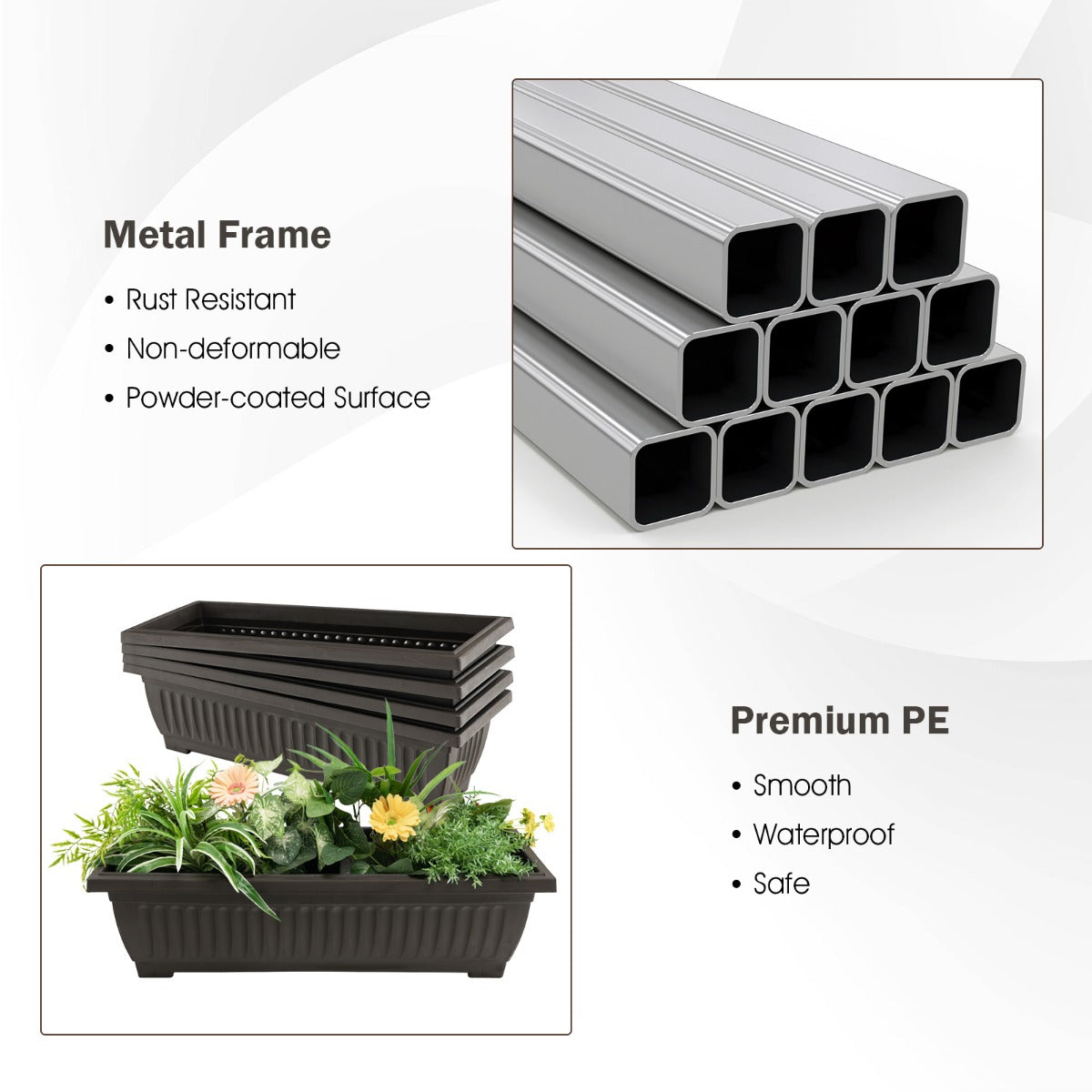 4-Tier Vertical Raised Garden Bed with 4 Container Boxes for Vegetables, Herbs