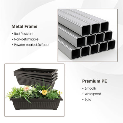 4-Tier Vertical Raised Garden Bed with 4 Container Boxes for Vegetables, Herbs