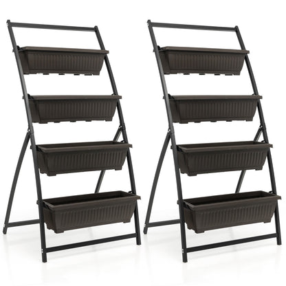 4-Tier Vertical Raised Garden Bed with 4 Container Boxes for Vegetables, Herbs