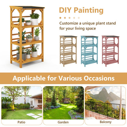 Wooden Storage Rack Load 90 kg with Weatherproof Asphalt Roof for Garden