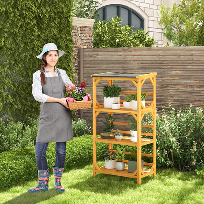 Wooden Storage Rack Load 90 kg with Weatherproof Asphalt Roof for Garden