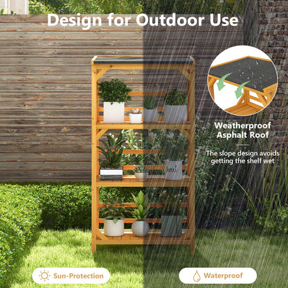 Wooden Storage Rack Load 90 kg with Weatherproof Asphalt Roof for Garden