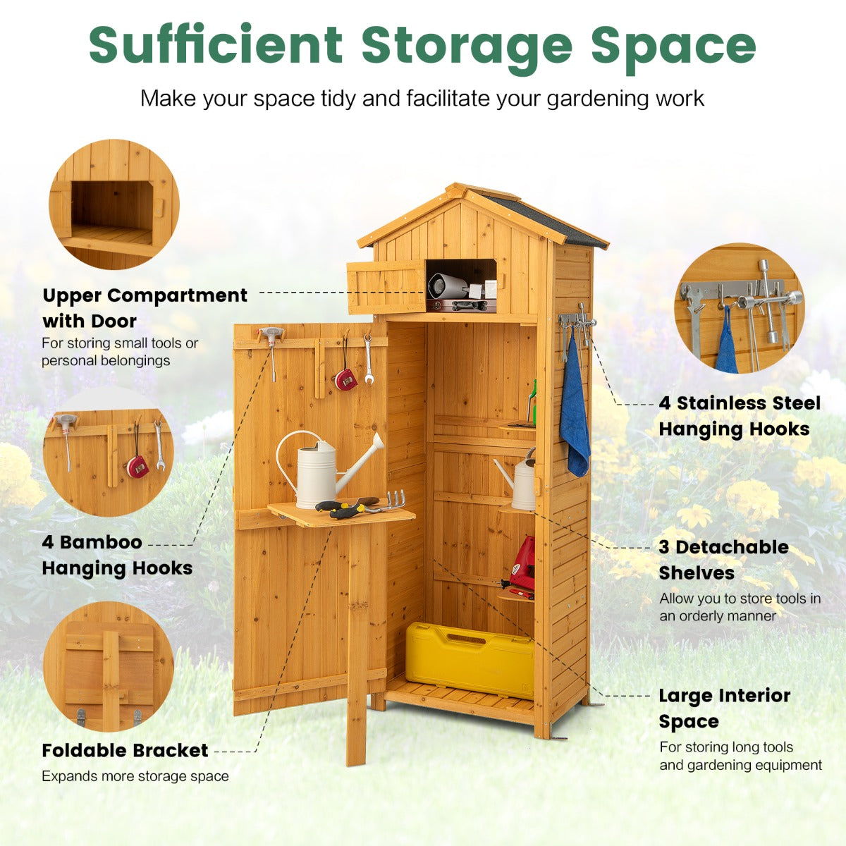 Outdoor Storage Cabinet with Lockable Doors for Garden