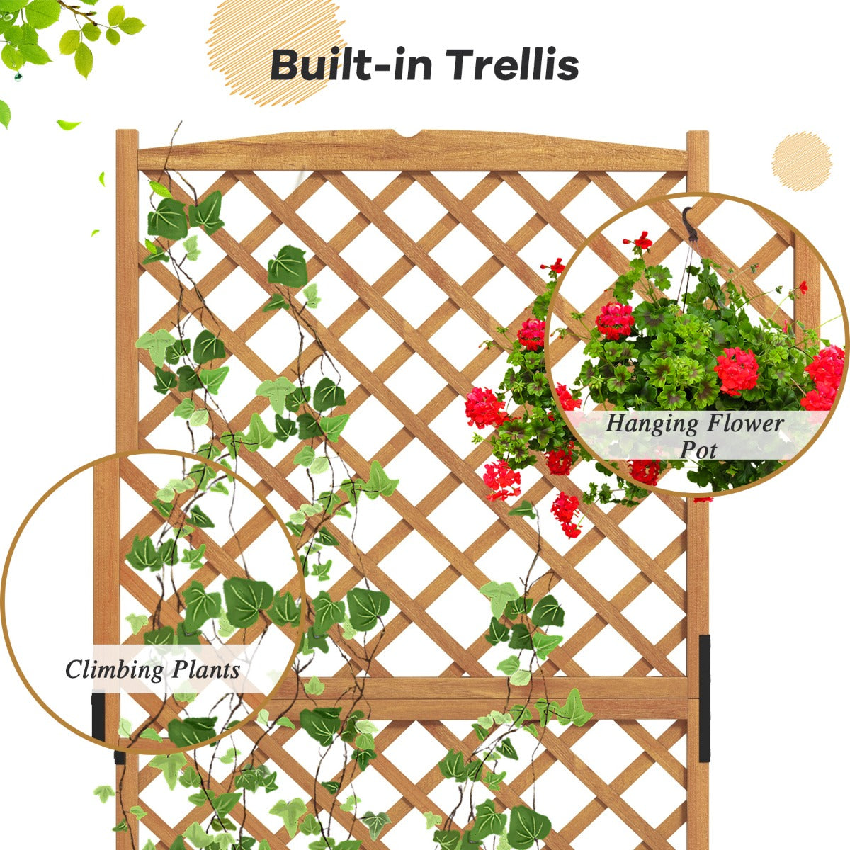 Raised Garden Bed with Trellis for Indoor & Outdoor Use