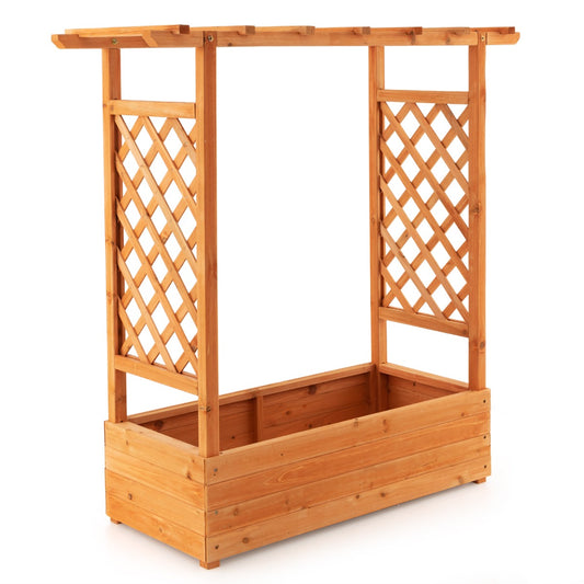 Raised Garden Bed with Top & Side Trellis for Garden
