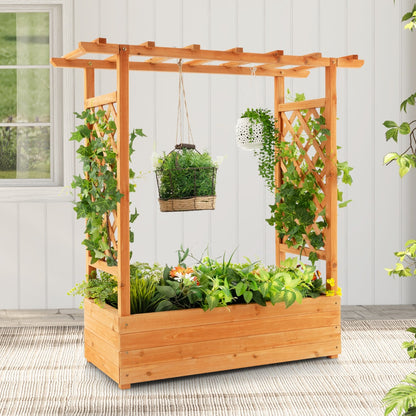 Raised Garden Bed with Top & Side Trellis for Garden