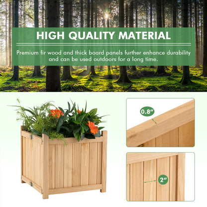 Costway Folding Square Fir Wood Raised Garden Bed for Vegetables, Flowers, Herbs