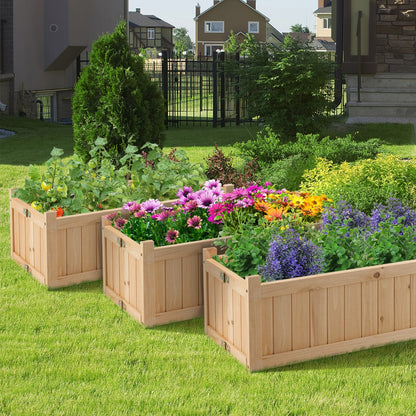 Hinged design allows the wooden planter bed to fold for convenient space-saving storage