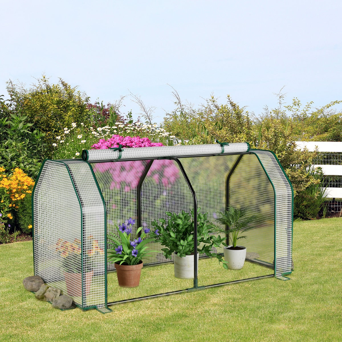 Costway Portable Greenhouse with Roll-Up Zippered Door for Garden