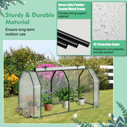Costway Portable Greenhouse with Roll-Up Zippered Door for Garden
