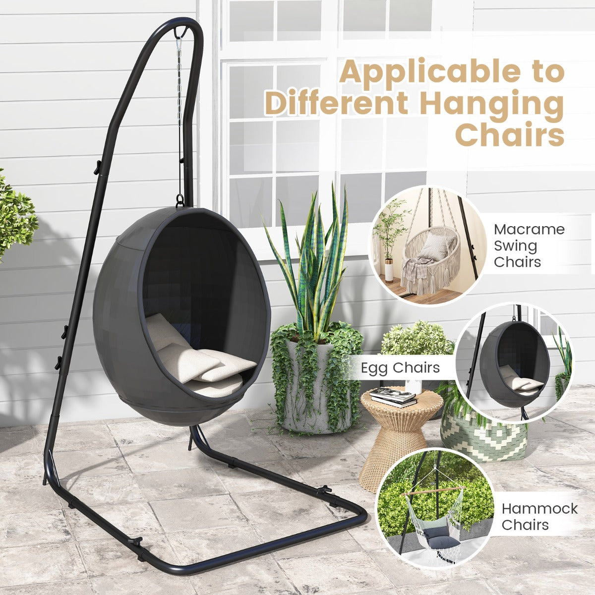 Costway Hammock Chair Stand Adjustable with Safety Hook