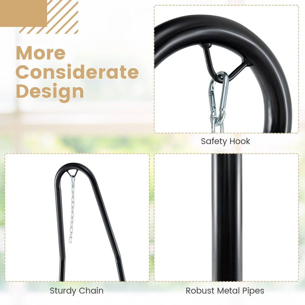 Costway Hammock Chair Stand Adjustable with Safety Hook
