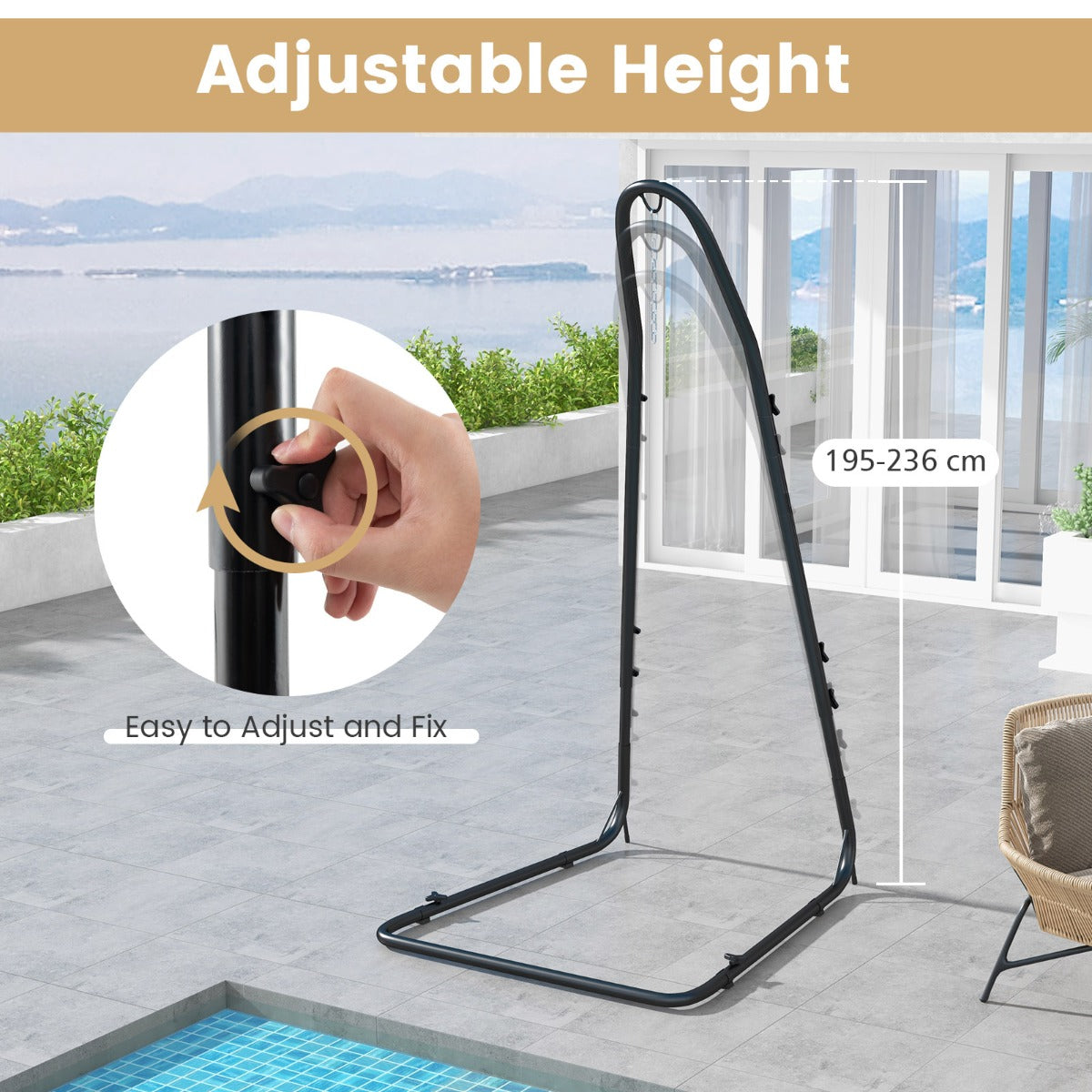 Costway Hammock Chair Stand Adjustable with Safety Hook
