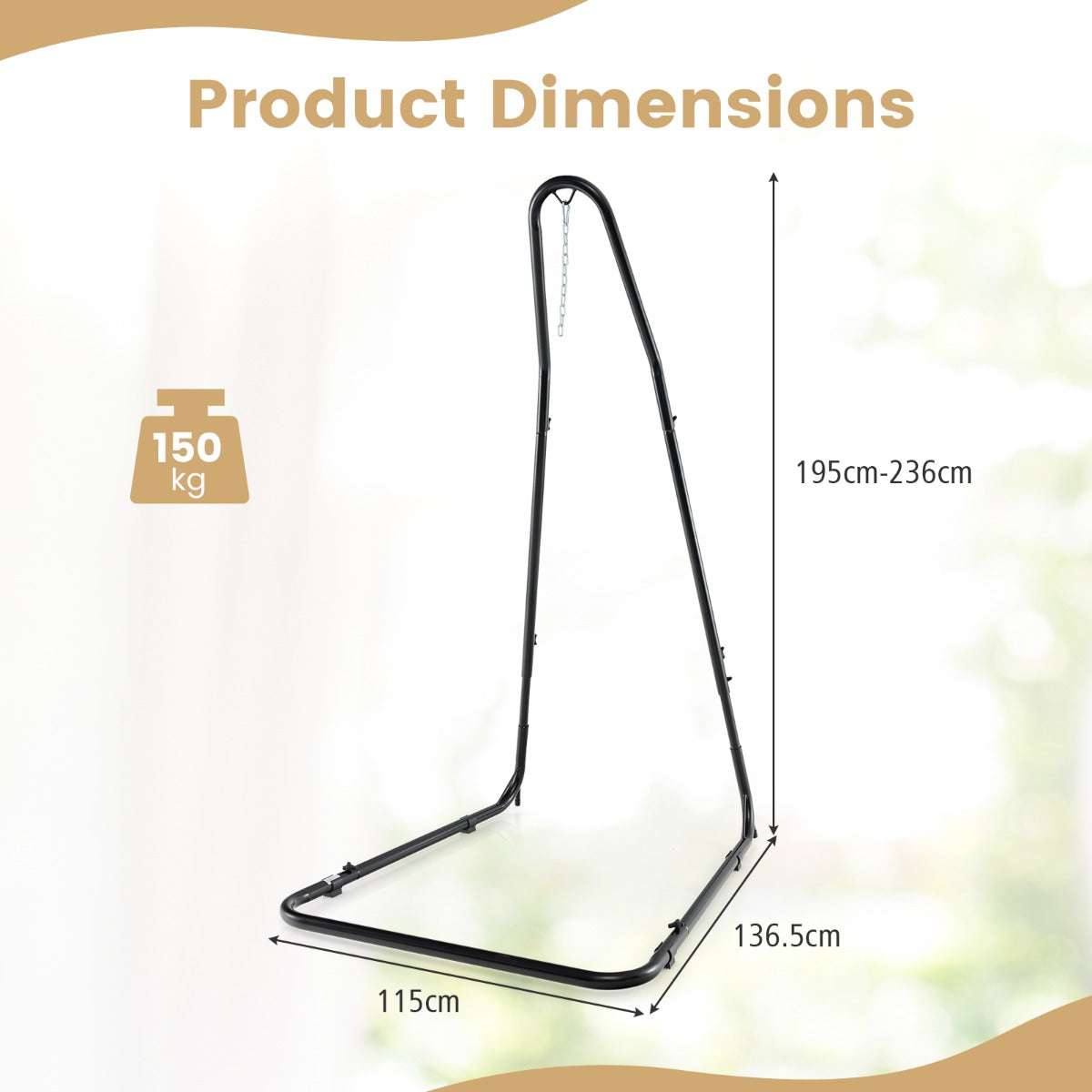 Costway Hammock Chair Stand Adjustable with Safety Hook