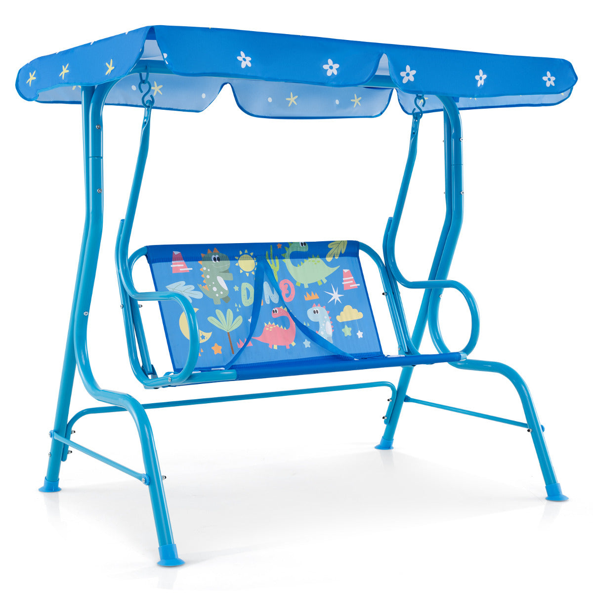 Hanging Patio Swing Bench with Adjustable Tilt Canopy-Blue