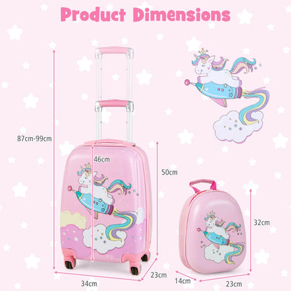 Hardside Rolling Suitcase with Spinner Wheels &amp; Retractable Handle-Pink